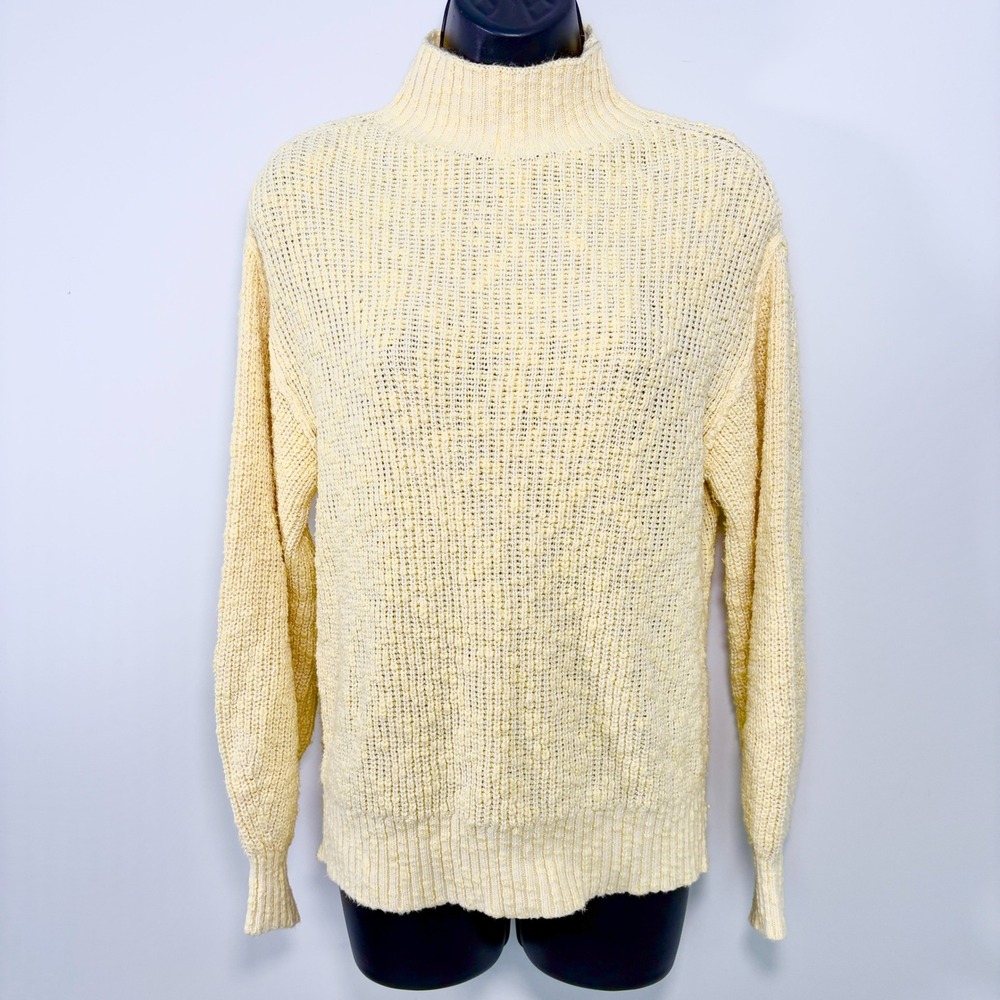 Aerie Sweater Mock Neck Chunky Knit XS Yellow